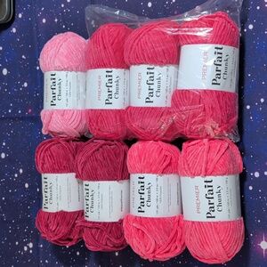 8 Skeins Premier Parfait Chunky Yarn Bubblegum Very Berry Hibiscus Bright Pink